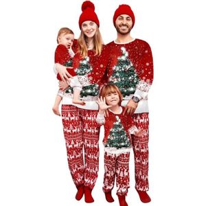 JIANGML Ensemble Pyjama Famille de Noël Pyjamas de Noël de la Famille pour  Femmes et Hommes en Coton Longs avec Imprimé Vêtement de Nuit Noel