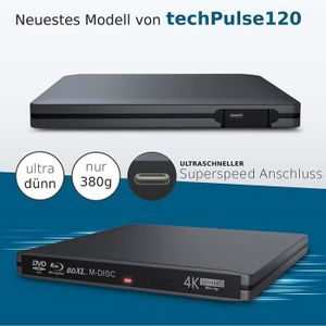 LECTEUR BLU-RAY techPulse120 USB 3.1 externe Blu-ray DVD CD USB-C 