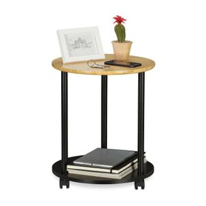 TABLE D'APPOINT Table d’appoint ronde en bambou avec roues RELAXDA