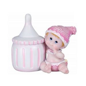 Berceau avec Figurine B/éb/é Fille en r/ésine HOBI Contenant /à drag/ées Longueur 5 cm