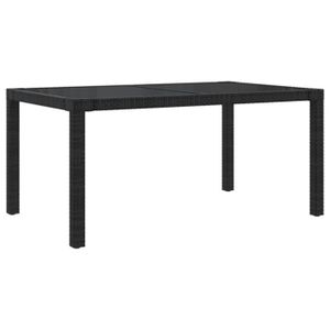TABLE DE JARDIN  ZERODIS Table de jardin 150x90x75cm Verre trempé et résine tressée Noir ZER7324977667060