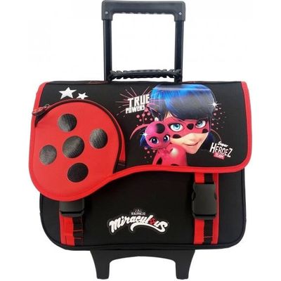 Cartable roulettes 38 cm Miraculous Ladybug Noir et rouge