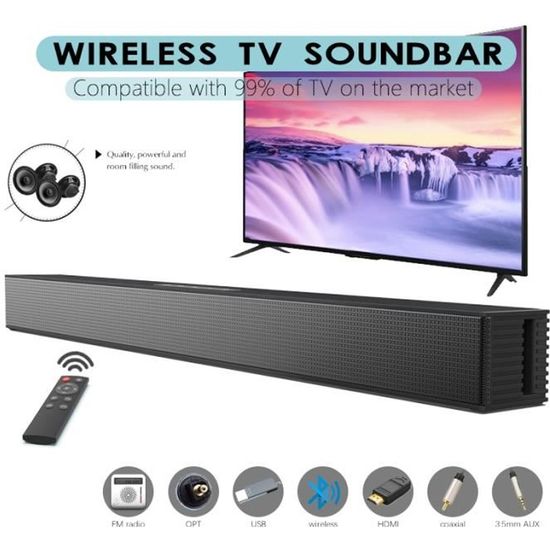 Barre de son TV Home Cinéma avec HDMI ARC, 40W Wireless Bluetooth 5.0 Soundbar Haut-parleur Soundbar Subwoofer support FM