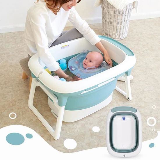 3-En-1 Baignoire pliable bébé pliante évolutive, Bleu Baignoires et sièges de bain