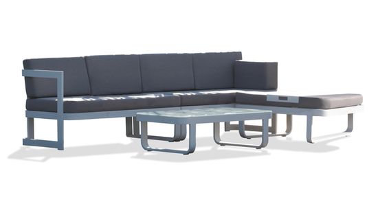 Salon bas de jardin BARCELONA 6 places en aluminium - BLANC - Cdiscount