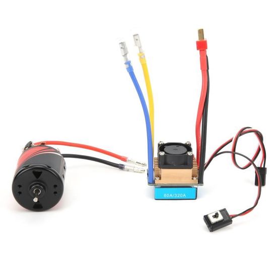 Combo Moteur Brossé RC 55T 550 + ESC étanche 320A – Pour Voiture Ou Bateau Radiocommandé, Kit Complet