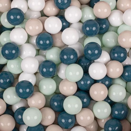 KiddyMoon 50 Balles-7Cm Balles Colorées Plastique Pour Piscine Enfant Bébé Fabriqué En EU, Turquoise Foncé-Beige