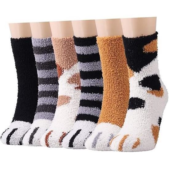 Lot De 6 Paires De Chaussettes Pelucheuses Chaudes Pour Femmes Zhiyu - Douces Comme Un Nuage, Parfaites Pour L'Hiver Et Cadeaux Noël Saint-Valentin (Rouge)