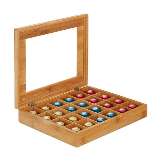 Porte-capsules En Bambou Relaxdays - Support 28 Dosettes - 34,5x26x11 Cm - Rangement Café élégant