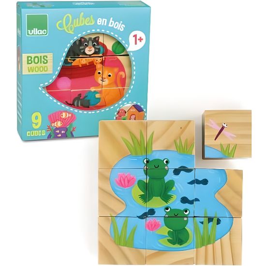 Cubes en bois les animaux - VILAC - Jeux - Mixte - Enfant - Bleu - 12 mois - Multicolore - Intérieur