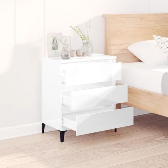 Buffet Blanc Brillant 60x35x70 Cm En Bois D'ingénierie - Neuf Sous Emballage
