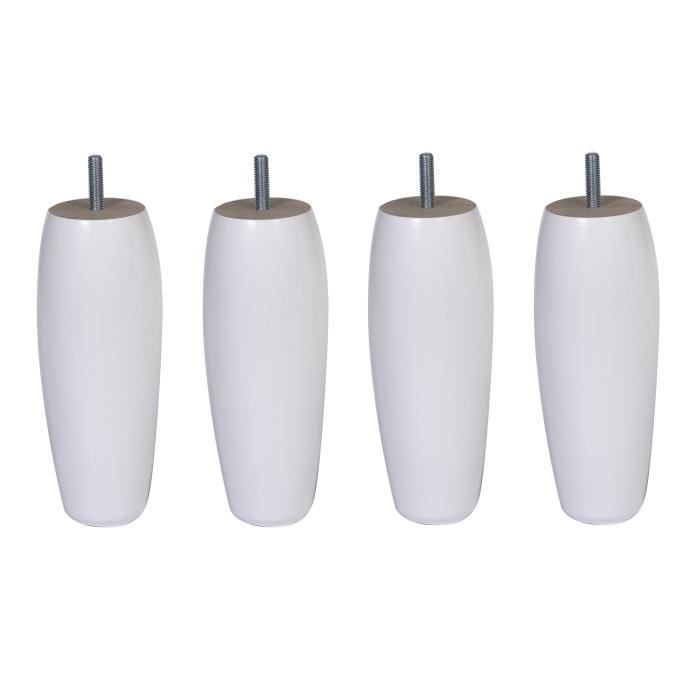 Pied de lit en hêtre massif laqué blanc 23 cm