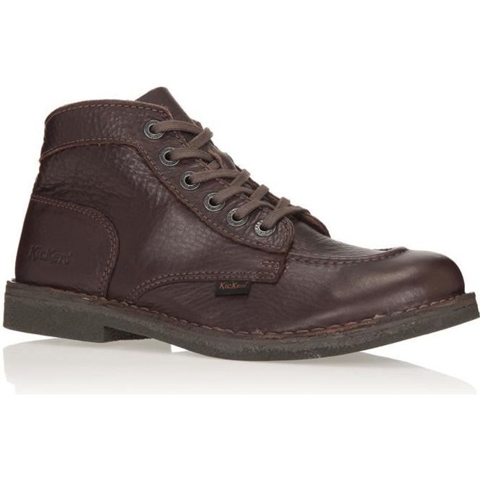 Chaussures Boots Kickers homme Kickstoner taille Marron Cuir Lacets 