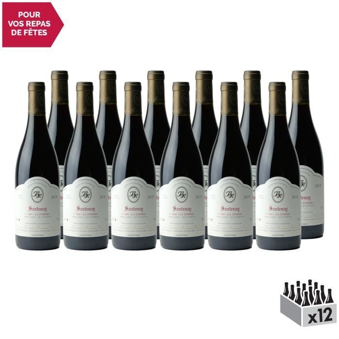 Santenay 1er Cru La Comme Rouge 2018 - Lot de 12x75cl - Domaine Bachelet-Ramonet - Vin AOC Rouge de Bourgogne - Cépage Pinot Noir