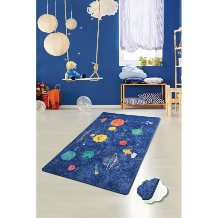 Nerge.be - Space - 100x160 cm - Espace pour enfants Tapis de jeu éducatif Feuille de route Jouet Chambre Salle de jeux salon