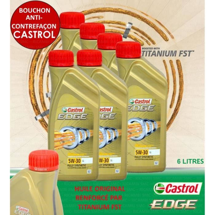 6 LITRES CASTROL EDGE 5W30 LL FST VW 504 00/ 507.00