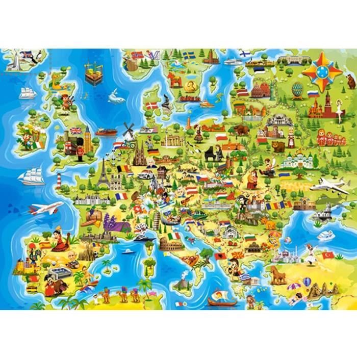 Puzzle 100 pièces : Carte de l'Europe aille Unique Coloris Unique