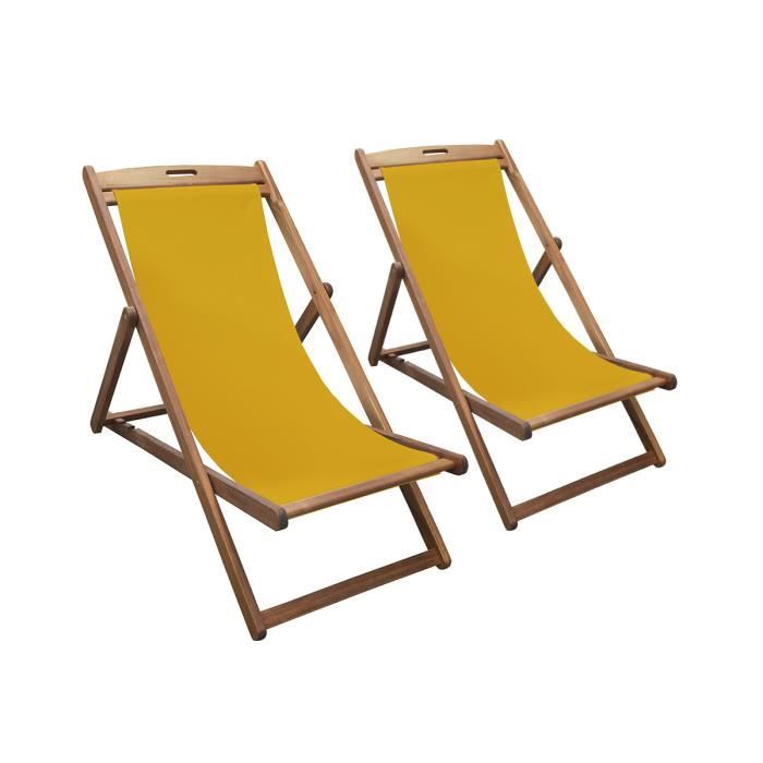 Lot de 2 chiliennes Fidgi en acacia moutarde