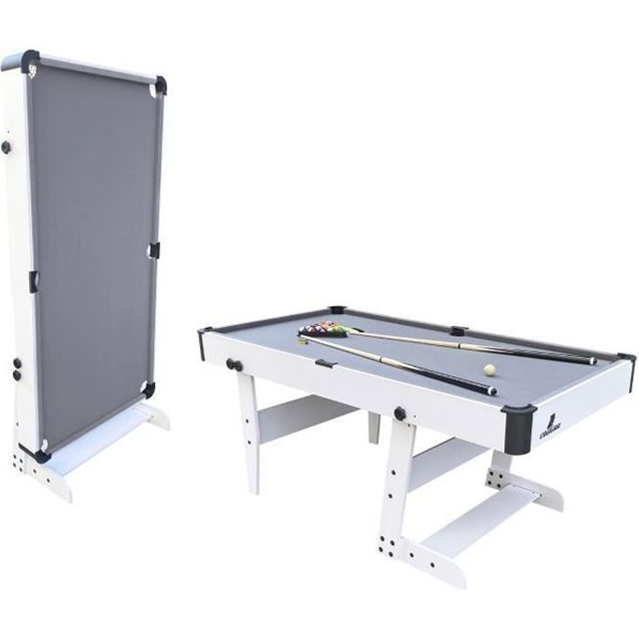 Cougar Table de Billard Hustle XL | Table de Billard pliable 6ft blanc / gris pour l'intérieur | Accessoires inclus