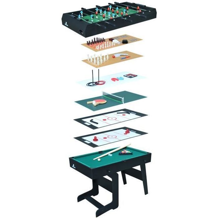 Cougar All-in-One / 16-in-1 Table de Jeux Multifonction Pliable en Noir - Table Multi Jeux avec Accessoires