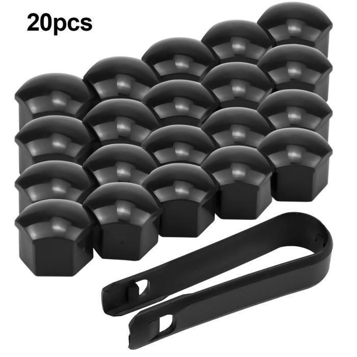 20PCS 17 mm Ecrou cache Hexagonal Ecrou Roue Plastique boulon de roue noir