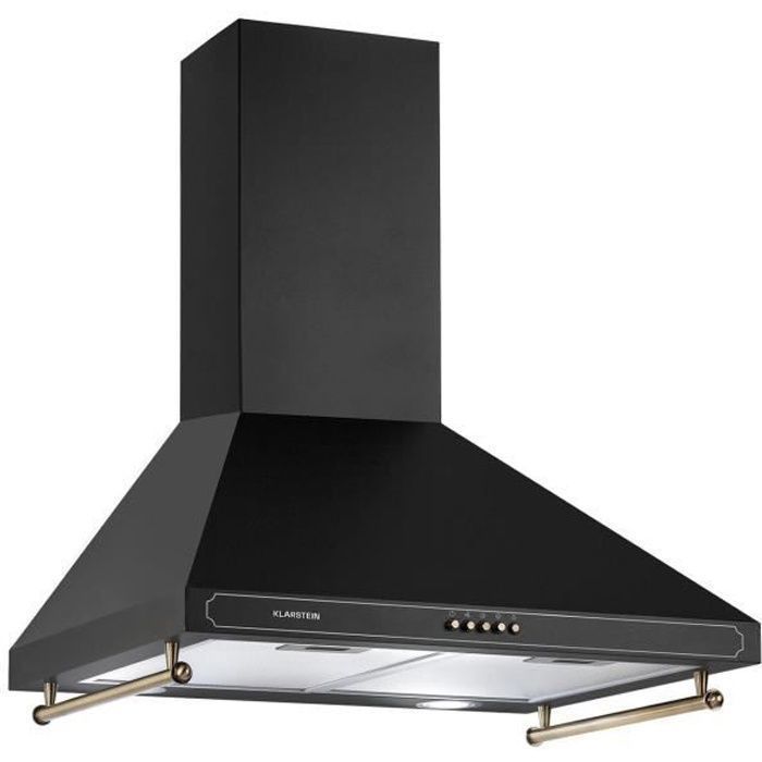 Hotte - Klarstein Victoria 60 cm - rétro design - 644,5 m³-h - 2 lampes LED - Noir