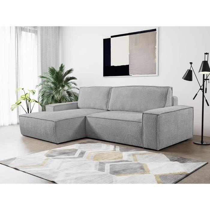 Canapé d'angle Gris Tissu Design Confort