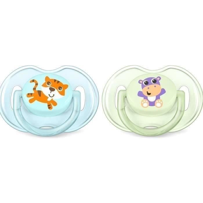 PHILIPS AVENT SCF169/25 Lot de 2 - Sucettes aventures - 0/6 mois - Vert/Bleu