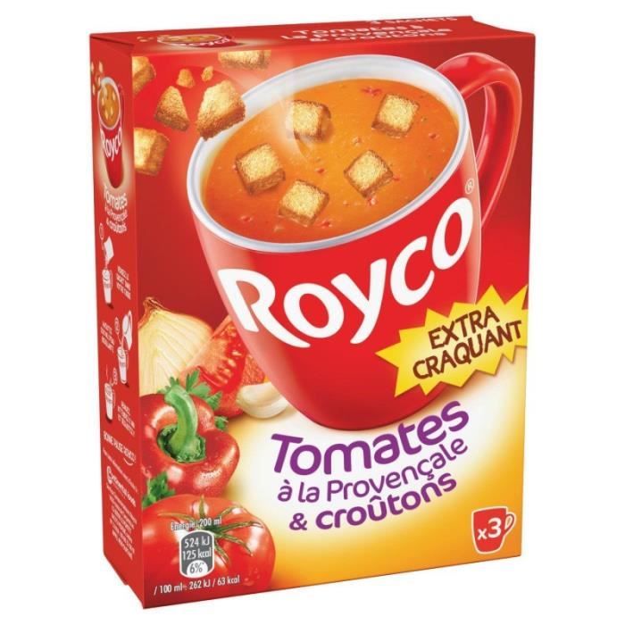 ROYCO - Minute Soup Tomates À La Provençale Et Croûtons Extra-Craquants À L'Ail 60G - Lot De 4
