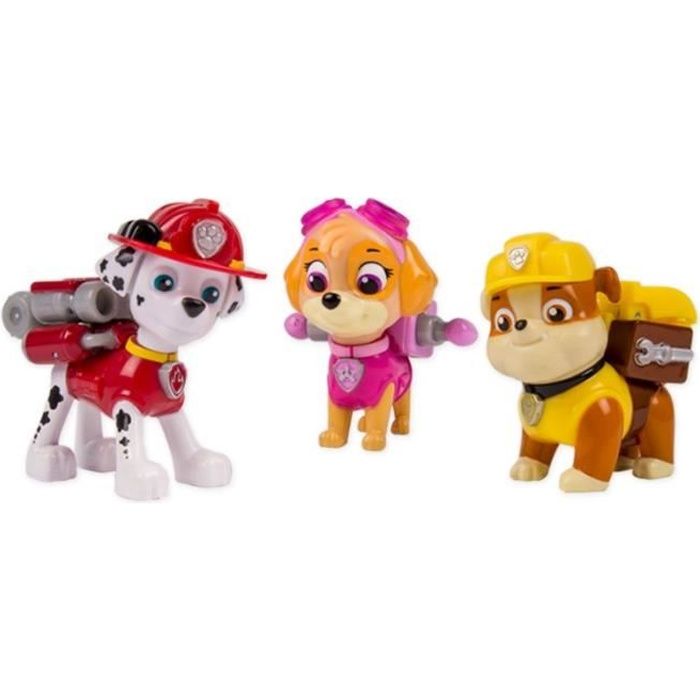 PAT' PATROUILLE Pack 3 Figurines Sac à Dos Transformable 1 : Marcus, Stella et Ruben