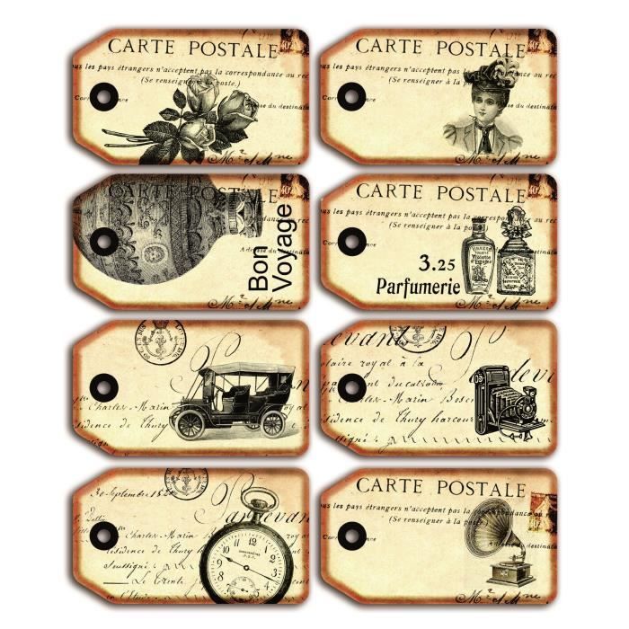 TOGA Pack de 8 Tags Vintage