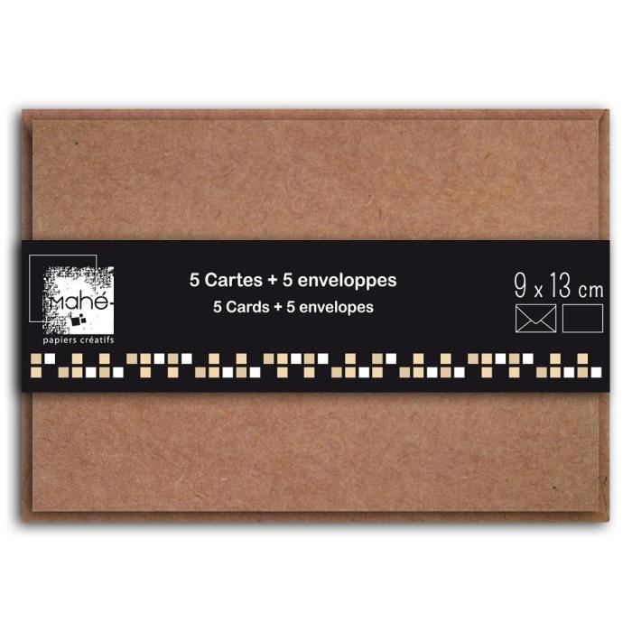 D.I.Y WITH TOGA Pack de 5 Cartes / Enveloppes Kraft 13x9