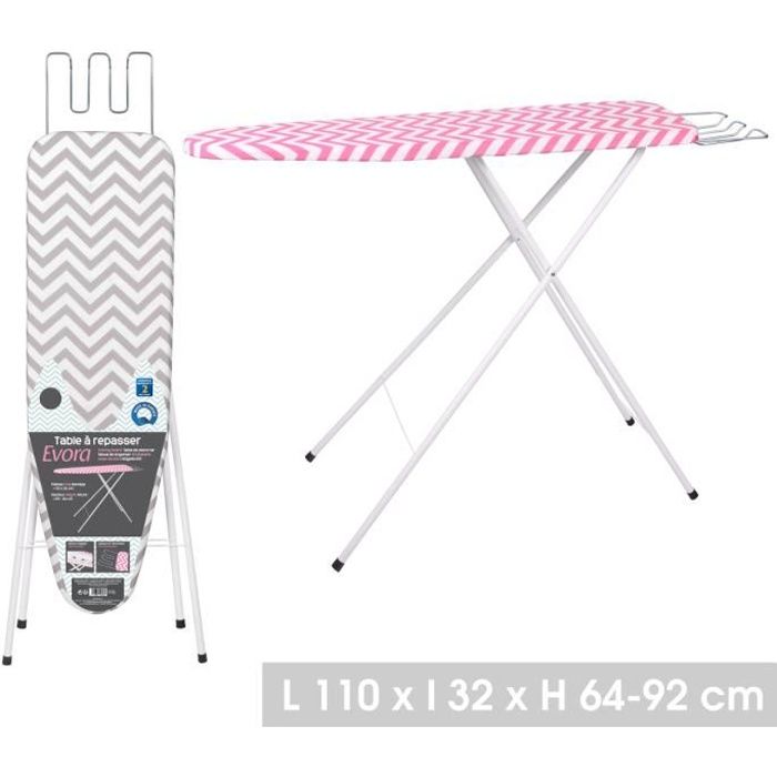 Table à repasser 110 x 32 X 92 cm - Planche à repasser hauteur réglable de 64 / 92 cm