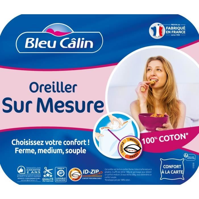 BLEU CALIN Oreiller Sur Mesure 60x60cm