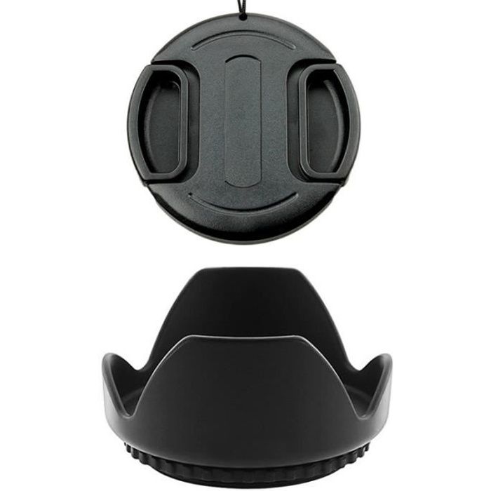 Kit 52mm Pare Soleil + Bouchon Cache Objectif Nikon Lens Cap Protecteur Pour DSLR D3200 D3100 D3300 D3000 D5000 D5200 D5300 D5100...