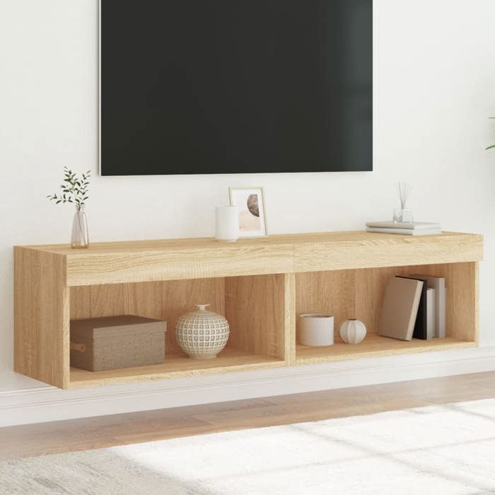 vidaXL Meubles TV avec Lumières LED 2 pcs Armoires de Télévision Murales Meubles Télé Suspendus Moderne Chêne Sonoma 837132