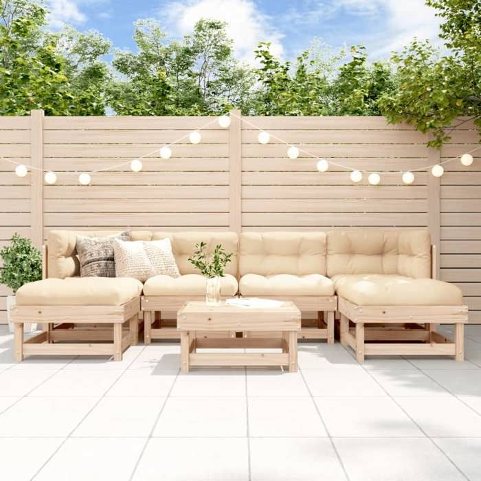 vidaXL Ensemble de jardin 7 pcs Bois de pin massif - vue 2