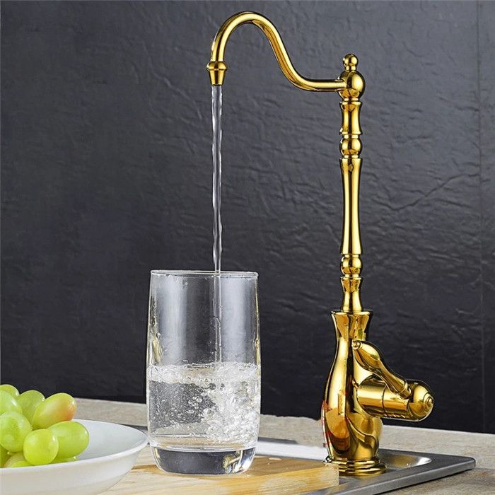 Robinet d'évier de cuisine doré,robinet de boisson uniquement froid et ...