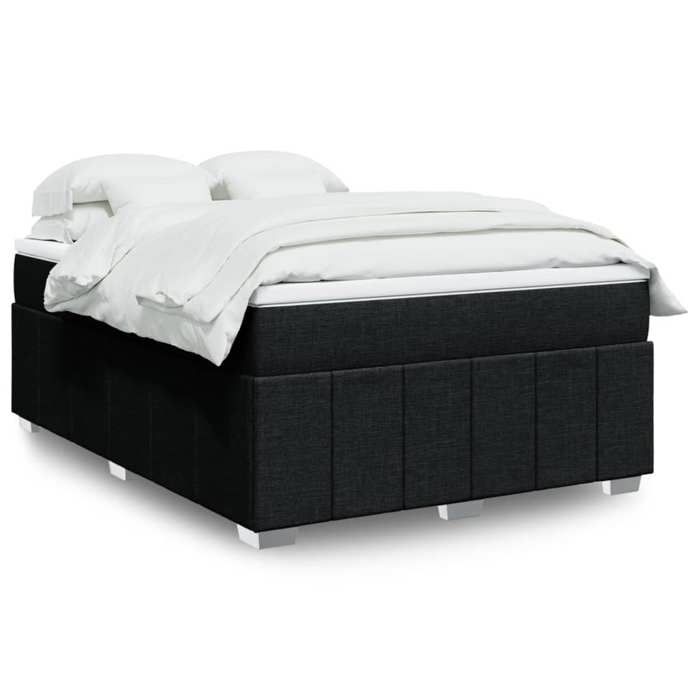 vidaXL Sommier à lattes de lit avec matelas Noir 160x200 cm Tissu 3285486