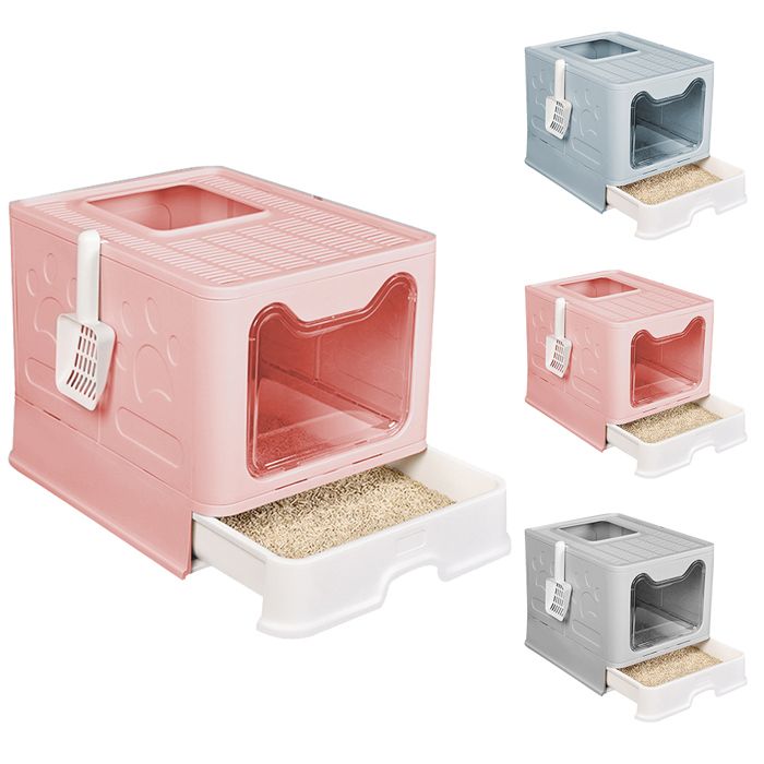 Meilleurs prix pour MIPAN   Bac à litière pliant (avec pelle à litière) Facile à démonter Inodore 51*41*38cm Poudre de Sakura