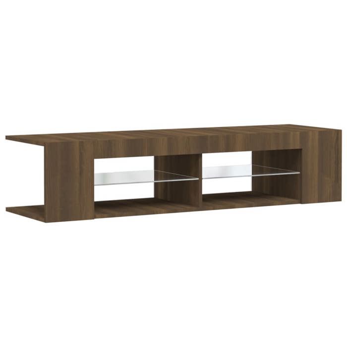 Meuble TV - Banc TV - Table TV - avec lumières LED - Chêne marron - 135x39x30 cm - T577