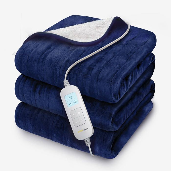 Couverture Chauffante Electrique - Cosi Home - Double XXL 200x150cm - Micro-polaire - Sherpa - Bleu Marine