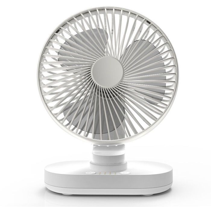 Geepen Ventilateur De Bureau USB Silencieux 5 Vitesses - Mini Ventilateur Portable Réglable 180° Blanc, Idéal Bureau Et Camping