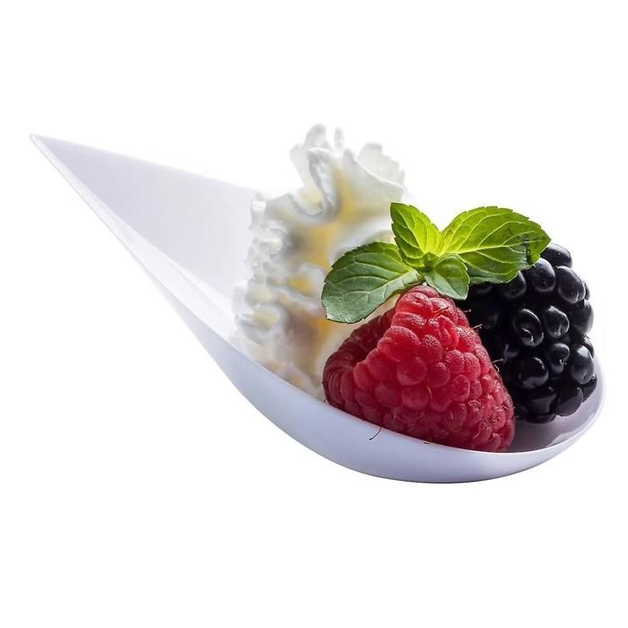 100 Assiettes dapéritif Mini Assiettes à dessert Cuillères de dégustation Mini cuillères à dessert en plastique