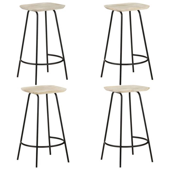 Nouveau Tabourets de bar lot de 4 - bois de manguier massif，Chaise Haute durable38 x 36 x 74 cm BELLE C53852809