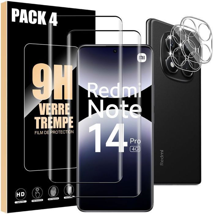 Liilaa Verre Trempé Pour Xiaomi Redmi Note 13 Pro Plus/Note 13 Pro 5G, 2 Pièces Film Protection écran Et 2 Pièces Caméra Arrière Protecteur, Anti-Rayures,Dureté 9H Glass, HD Transparent - Foto 4