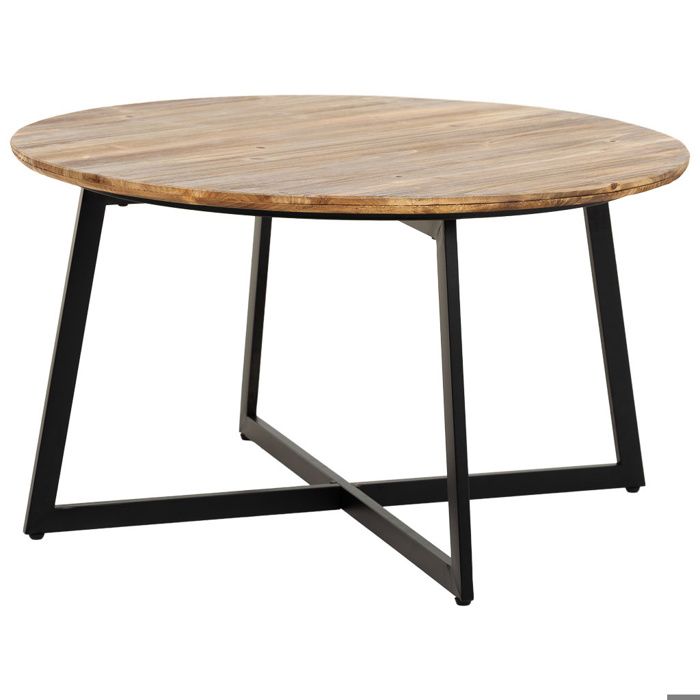 Table basse ronde en métal et bois 80x80x45h cm Table basse ronde en métal et bois 80x80x45h cm