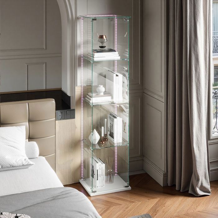 Vitrine Rotative Ronde En Verre Avec étagères Et éclairage - Pour Boutique Ou Collection, Marque Italfrom