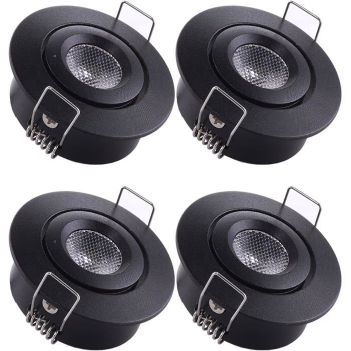 4 Mini Spot Encastrable LED Plafond Spot encastré Lampe 1W Blanc Chaud 3000K pour Vitrine Plafond Cuisine Placard DIY éclaira Label