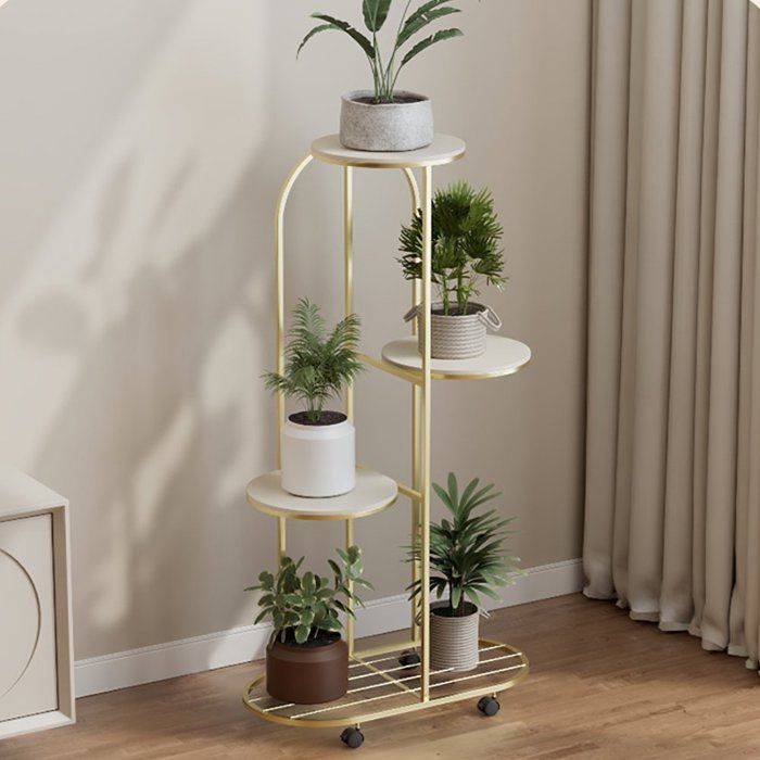 Support pour fleurs -DORE- Étagère à plantes - En métal - Avec roulettes - Pour salon balcon et bureau- 50 X 25 X 93CM